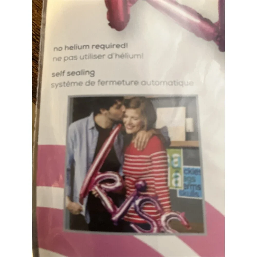 Anagram Air-Filled Decoration Balloon, KISS, pink/purple, No Helium Required!